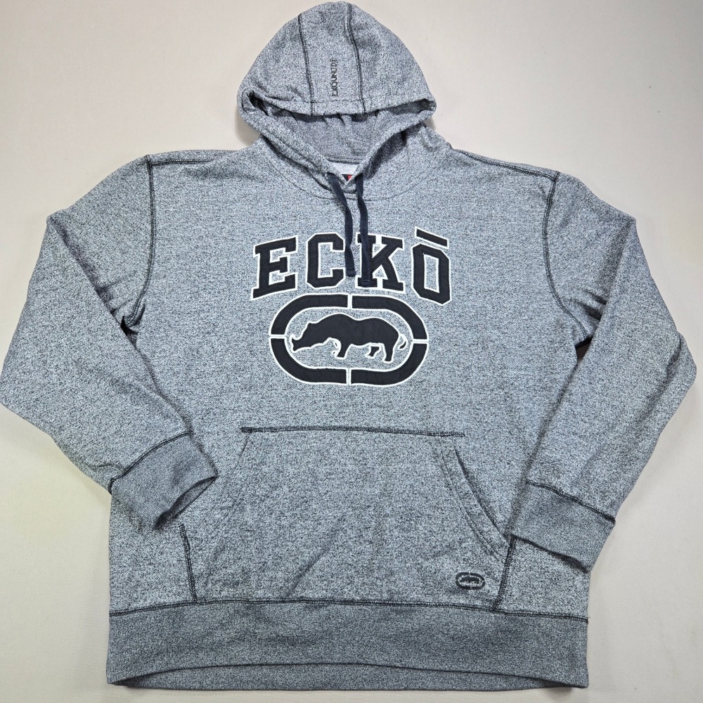 Ecko Unltd Hoodie Rhino Logo Pullover Heather Gray Mens XXL